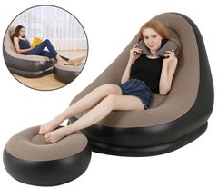 Надувний диван AIR SOFA | Надувне велюровое крісло з пуфом Коричневий