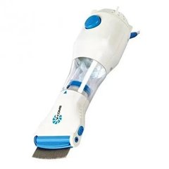 Расческа электрическая для удаления вшей и блох V-Comb Licetec бело-голубой с железным гребешком